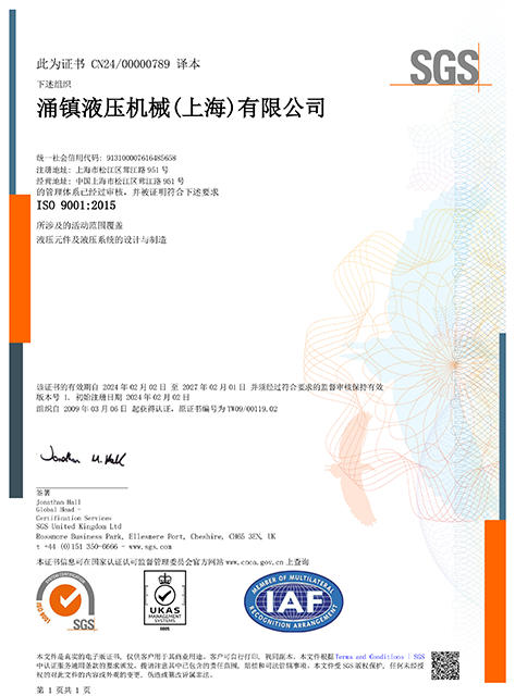 ISO 9001质量体系证书-中文